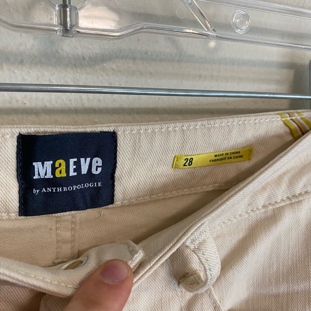 Maeve by Anthropologie Wide Leg Jeans Trouser Cream Women's Size 28 - Picture 3 of 7